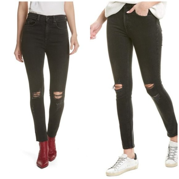 Rag & Bone High Rise Ankle Skinny Distressed Jean - Size 27 - Picture 1 of 13